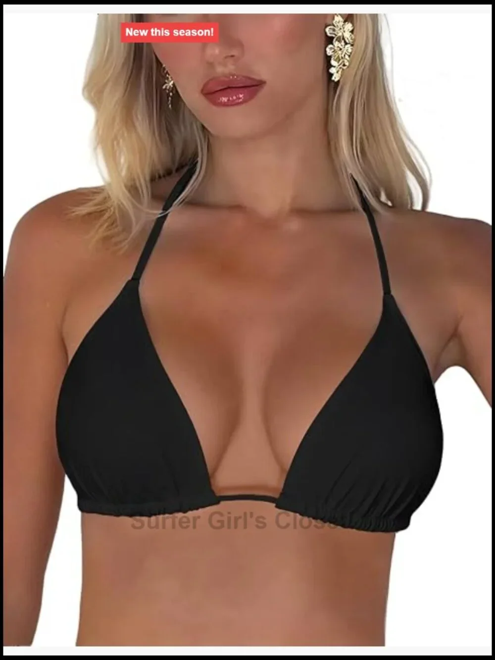 Triangle Bikini Top Halter Padded Push Up String Swimsuit Top